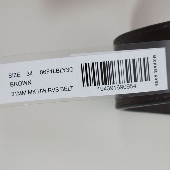 Michael Kors Signature Belt, Reversible Logo Brown/Plain Brown Size 34 or M - Picture 16 of 16